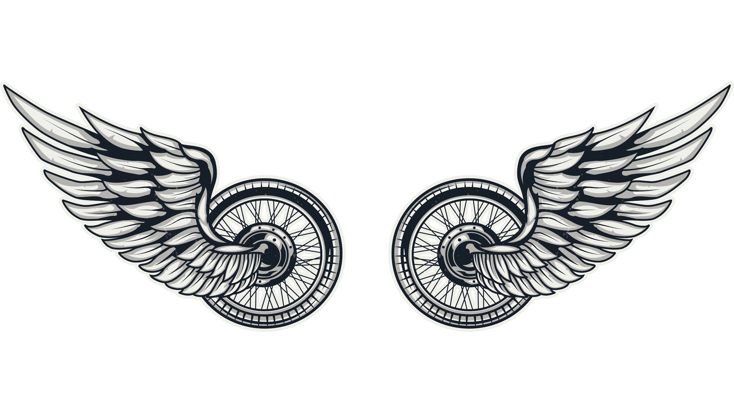Motorcycle wheels with wings Stickers